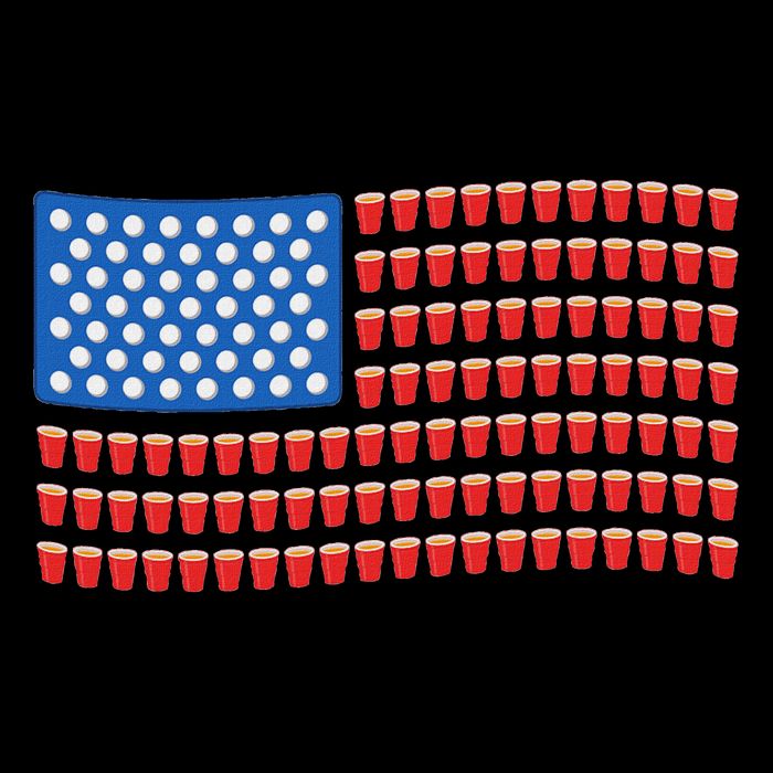 Funny 4th Of July Beer Pong American Flag Tall T-Shirt