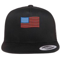 Funny 4th Of July Beer Pong American Flag Flat Bill Trucker Hat