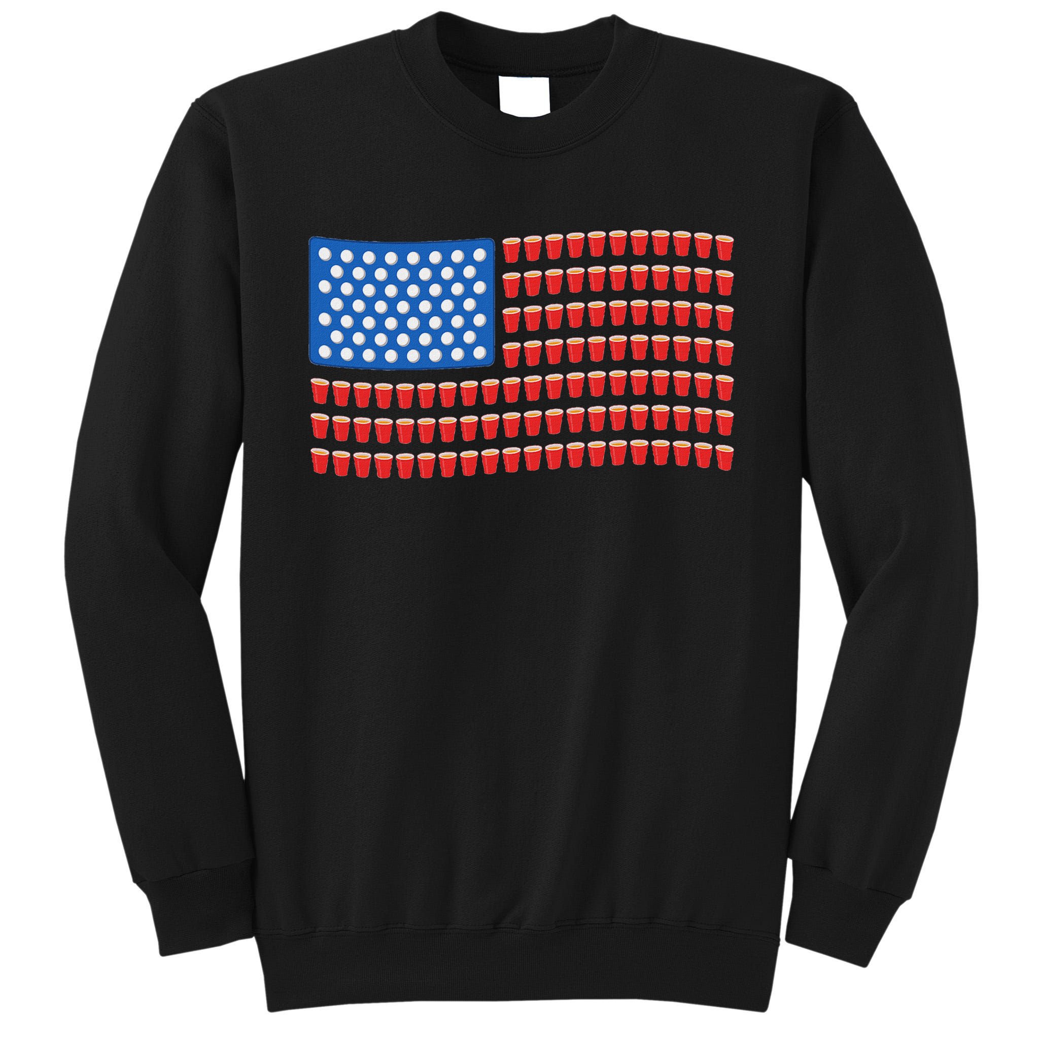 Funny 4th Of July Beer Pong American Flag Tall Sweatshirt