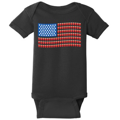 Funny 4th Of July Beer Pong American Flag Baby Bodysuit