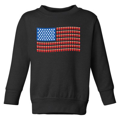 Funny 4th Of July Beer Pong American Flag Toddler Sweatshirt