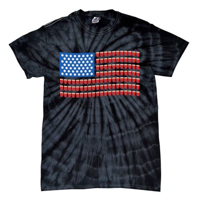 Funny 4th Of July Beer Pong American Flag Tie-Dye T-Shirt