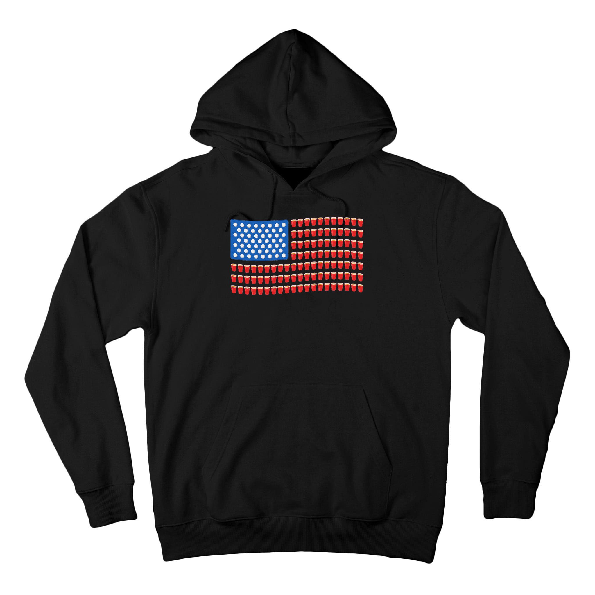 Funny 4th Of July Beer Pong American Flag Tall Hoodie