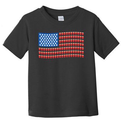 Funny 4th Of July Beer Pong American Flag Toddler T-Shirt