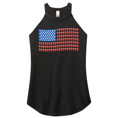 Funny 4th Of July Beer Pong American Flag Women's Perfect Tri Rocker Tank