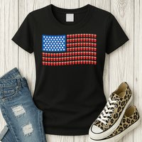 Funny 4th Of July Beer Pong American Flag Womens T-Shirt