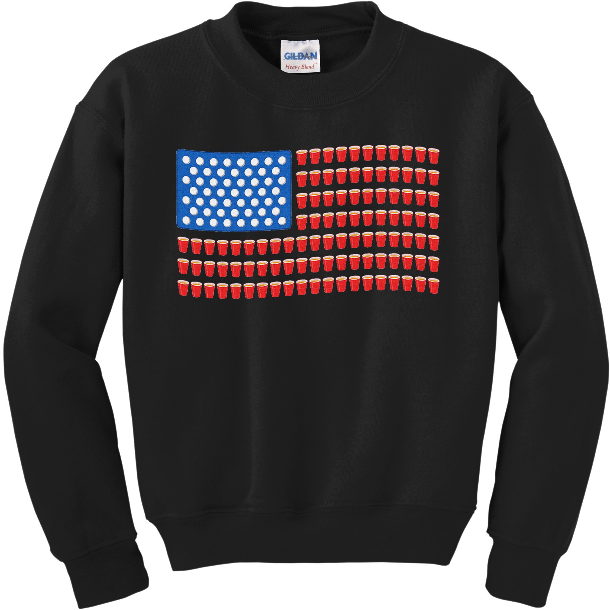 Funny 4th Of July Beer Pong American Flag Kids Sweatshirt
