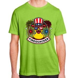 Firequacker 4th Of July Rubber Duck Usa Flag Adult ChromaSoft Performance T-Shirt