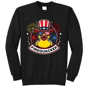 Firequacker 4th Of July Rubber Duck Usa Flag Sweatshirt