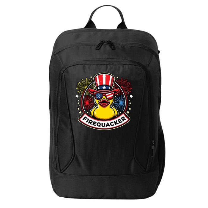 Firequacker 4th Of July Rubber Duck Usa Flag City Backpack