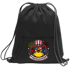 Firequacker 4th Of July Rubber Duck Usa Flag Sweatshirt Cinch Pack Bag