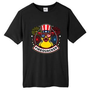 Firequacker 4th Of July Rubber Duck Usa Flag Tall Fusion ChromaSoft Performance T-Shirt