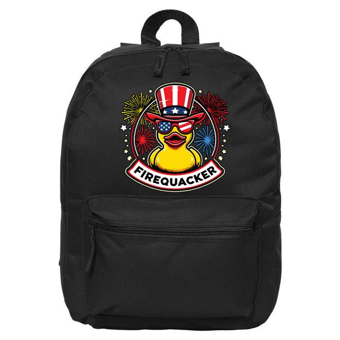 Firequacker 4th Of July Rubber Duck Usa Flag 16 in Basic Backpack