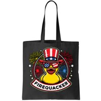 Firequacker 4th Of July Rubber Duck Usa Flag Tote Bag