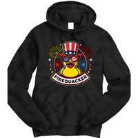 Firequacker 4th Of July Rubber Duck Usa Flag Tie Dye Hoodie