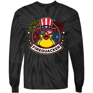 Firequacker 4th Of July Rubber Duck Usa Flag Tie-Dye Long Sleeve Shirt