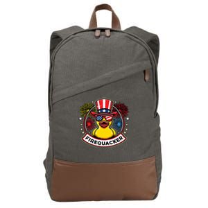 Firequacker 4th Of July Rubber Duck Usa Flag Cotton Canvas Backpack