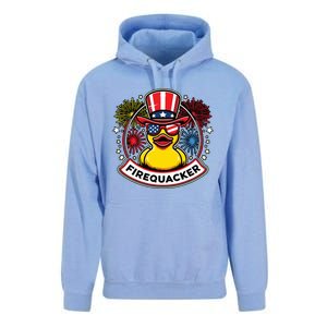 Firequacker 4th Of July Rubber Duck Usa Flag Unisex Surf Hoodie