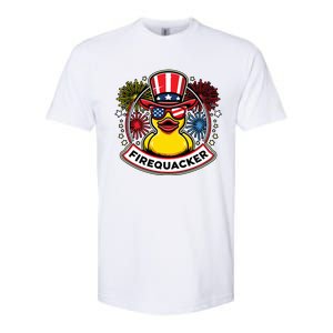 Firequacker 4th Of July Rubber Duck Usa Flag Softstyle CVC T-Shirt