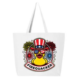 Firequacker 4th Of July Rubber Duck Usa Flag 25L Jumbo Tote