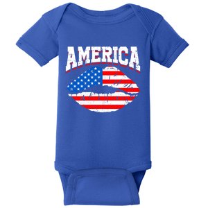 Funny 4th Of July American Flag Lips Mama Mom Sister Great Gift Baby Bodysuit