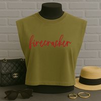 Firecracker 4th Of July Garment-Dyed Women's Muscle Tee