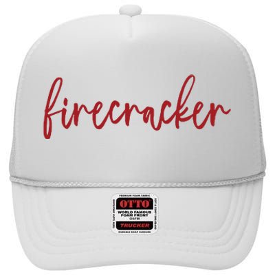 Firecracker 4th Of July High Crown Mesh Back Trucker Hat