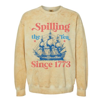 Funny 4th Of July Spilling The Tea Since 1773 Fourth Of July Colorblast Crewneck Sweatshirt