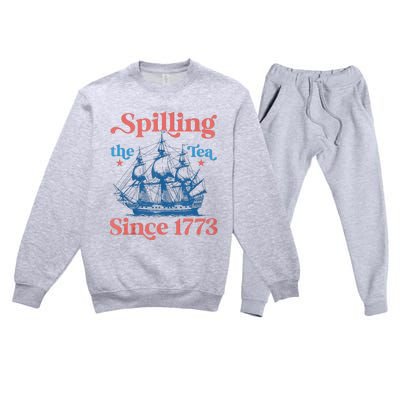 Funny 4th Of July Spilling The Tea Since 1773 Fourth Of July Premium Crewneck Sweatsuit Set