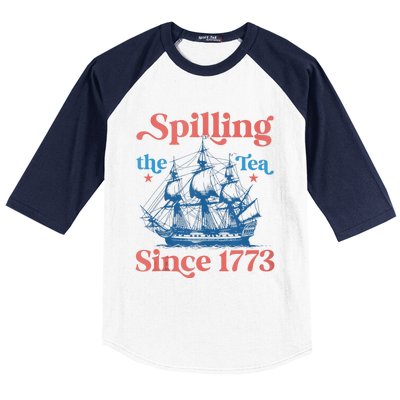 Funny 4th Of July Spilling The Tea Since 1773 Fourth Of July Baseball Sleeve Shirt