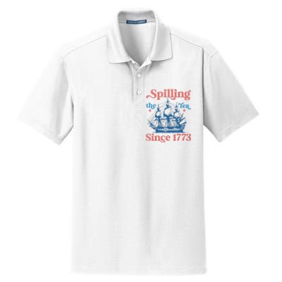 Funny 4th Of July Spilling The Tea Since 1773 Fourth Of July Dry Zone Grid Polo