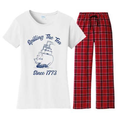 Fun 4th Of July Spilling The Tea Since 1773 History Teacher Women's Flannel Pajama Set