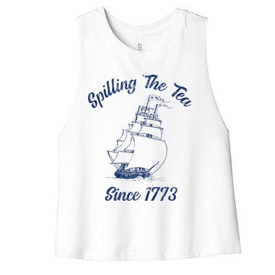 Fun 4th Of July Spilling The Tea Since 1773 History Teacher Women's Racerback Cropped Tank