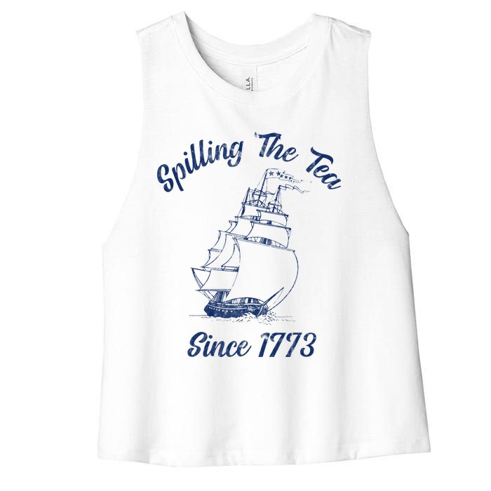 Fun 4th Of July Spilling The Tea Since 1773 History Teacher Women's Racerback Cropped Tank