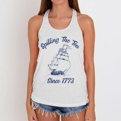 Fun 4th Of July Spilling The Tea Since 1773 History Teacher Women's Knotted Racerback Tank