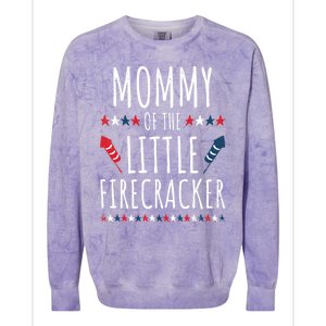 Funny 4th Of July Birthday Mommy Of The Little Firecracker Gift Colorblast Crewneck Sweatshirt