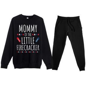 Funny 4th Of July Birthday Mommy Of The Little Firecracker Gift Premium Crewneck Sweatsuit Set