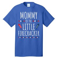 Funny 4th Of July Birthday Mommy Of The Little Firecracker Gift Tall T-Shirt