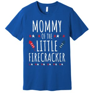 Funny 4th Of July Birthday Mommy Of The Little Firecracker Gift Premium T-Shirt