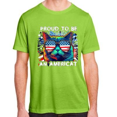 Funny 4th Of July Cat | Proud To Be An Americat Adult ChromaSoft Performance T-Shirt