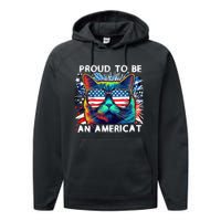 Funny 4th Of July Cat | Proud To Be An Americat Performance Fleece Hoodie