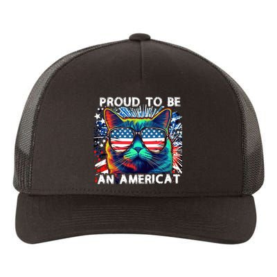 Funny 4th Of July Cat | Proud To Be An Americat Yupoong Adult 5-Panel Trucker Hat