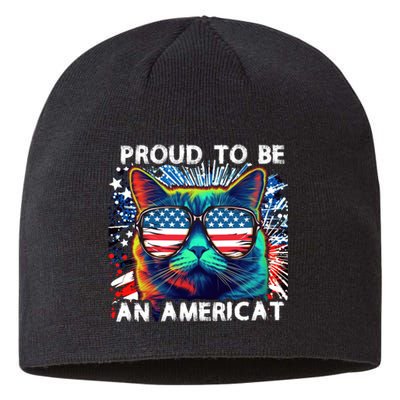 Funny 4th Of July Cat | Proud To Be An Americat Sustainable Beanie