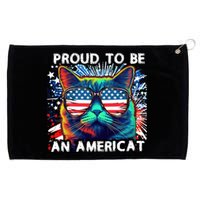 Funny 4th Of July Cat | Proud To Be An Americat Grommeted Golf Towel