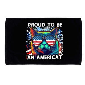 Funny 4th Of July Cat | Proud To Be An Americat Microfiber Hand Towel