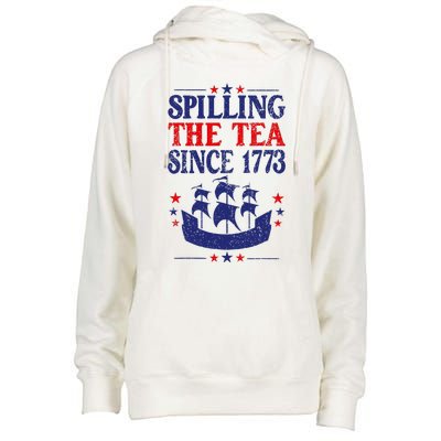 Fun 4th Of July Spilling The Tea Since 1773 Teacher Womens Funnel Neck Pullover Hood