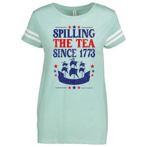 Fun 4th Of July Spilling The Tea Since 1773 Teacher Enza Ladies Jersey Football T-Shirt