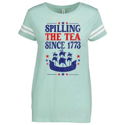 Fun 4th Of July Spilling The Tea Since 1773 Teacher Enza Ladies Jersey Football T-Shirt