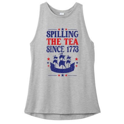 Fun 4th Of July Spilling The Tea Since 1773 Teacher Ladies PosiCharge Tri-Blend Wicking Tank