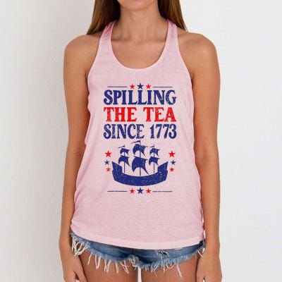 Fun 4th Of July Spilling The Tea Since 1773 Teacher Women's Knotted Racerback Tank